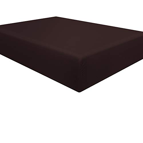 Book Cover NTBAY Microfiber Twin Extra-Long Fitted Sheet, Wrinkle, Fade, Stain Resistant Deep Pocket Bed Sheet, Dark Brown