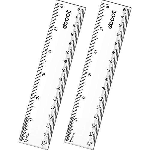 2 Pieces Plastic Clear Ruler Straight Ruler Math Rulers (Clear, 6 Inches)