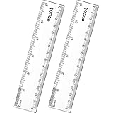 2 Pieces Plastic Clear Ruler Straight Ruler Math Rulers (Clear, 6 Inches)