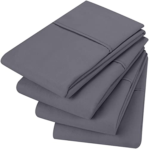 Book Cover Utopia Bedding Queen Pillowcases - 4 Pack - Envelope Closure - Soft Brushed Microfiber Fabric - Shrinkage and Fade Resistant Pillow Covers Standard Size 20 X 30 Inches (Queen, Grey)
