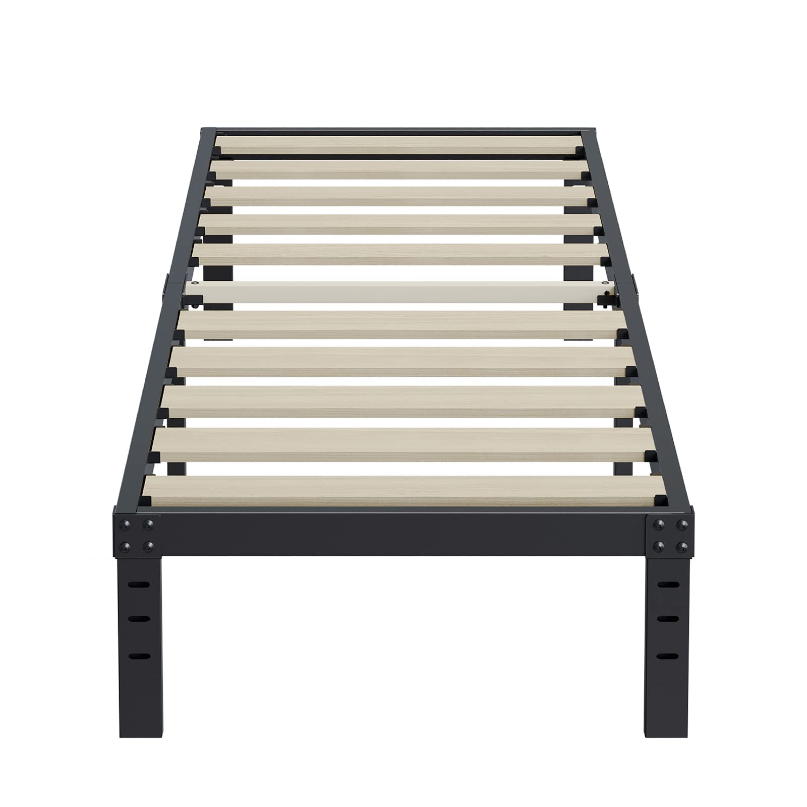 Book Cover ZIYOO Twin XL Bed Frame 14 Inch High, 3 Inches Wide Wood Slats with 2500 Pounds Support for Foam Mattress, Heavy Duty Patform, Easy Assembly, Noise Free Twin XL 14 inch