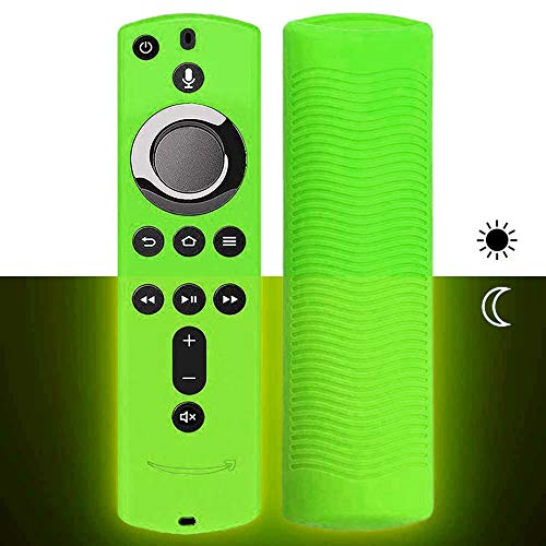 Book Cover Silicone Remote Protective Cover for Fire TV Stick 4K/Fire TV (3rd Gen)/Fire TV Cube Compatible with All-New 2nd Gen Alexa Voice Remote Control (Glow Green)