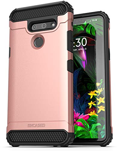 Encased Heavy Duty LG G8 ThinQ Case Rose Gold (2019 Scorpio) Military Grade Rugged Phone Protection Cover