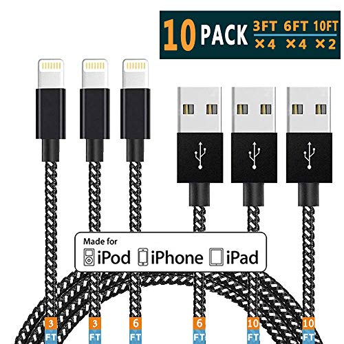 JR TECHNIK Lightning Cable, MFi Certified iPhone Charger Cable Nylon Braided USB Charging & Syncing Cable Compatible with iPhone XS MAX XR X 8 8 Plus 7 7 Plus 6s 6s Plus 6 6 Plus and More