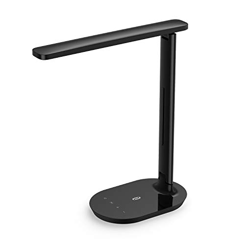 Book Cover TaoTronics Portable LED Desk Lamp, Dimmable Small Desk Lamp with Touch Control 5 Lighting Modes, Memory Function for Living Room Office Bedroom, Black