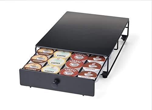 Nifty Home Products 24 Coffee Pod Capacity Storage Drawer Rolling K-Cup Holder, 12.75x8.25x3, Black
