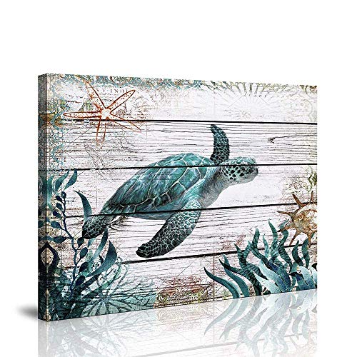 Bathroom wall Decor ocean Sea wall art green Turtle Pictures artwork Painting ocean Decor Canvas Prints Nautical bathroom art pictures Canvas Wall art Decor Canvas Framed Prints bedroom Ready to hang