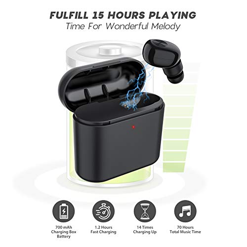 Bluetooth Earbud, ownta Mini Wireless Headphones with Light Charging Case Car Headset Compatible iPhone 6 7 8 Plus X/iPad Samsung Android/Smartphone - [Single Earbud] VB012