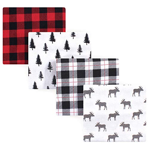Book Cover Hudson Baby Unisex Baby Cotton Flannel Receiving Blankets, Moose, One Size