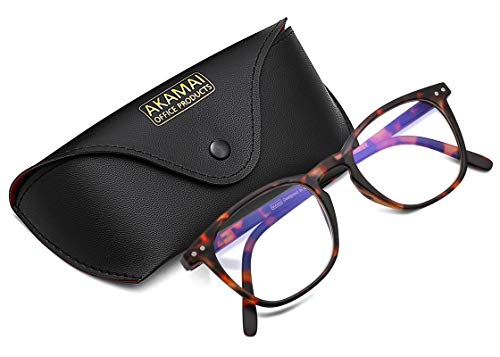 Akamai Blue Light Blocking Glasses - Mens and Womens Computer Screen Bluelight Protection - Anti UV - Charleston Model (+0.0, Black)