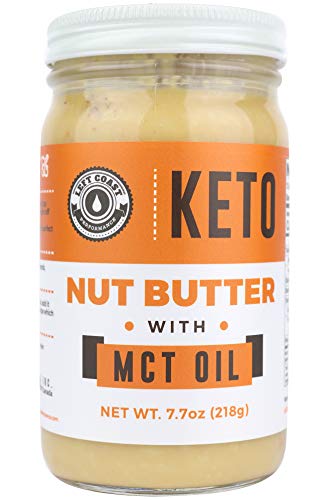 Book Cover Keto Nut Butter Fat Bomb [Crunchy], Macadamia Low Carb Nut Butter Blend (1 net carb), Keto Almond Butter with MCT Oil, Left Coast Performance, 7.7 Oz