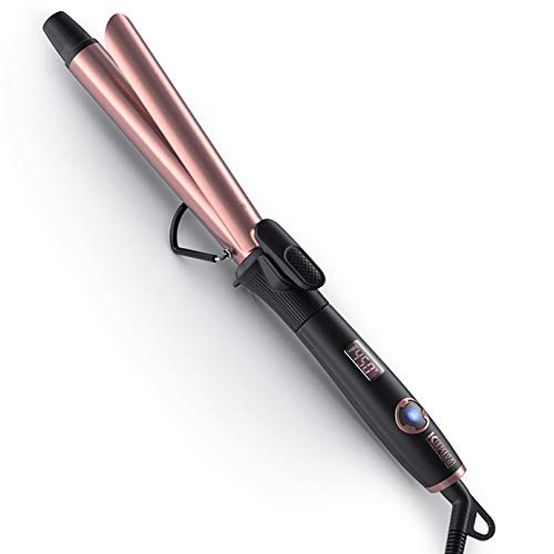KIPOZI 1 Inch Curling Iron Hair Curler with Ceramic Coating Barrel,Professional Curling Wand Instant Heat up to 450°F,Dual Voltage,Include Heat Resistant Glove(Rose Pink)