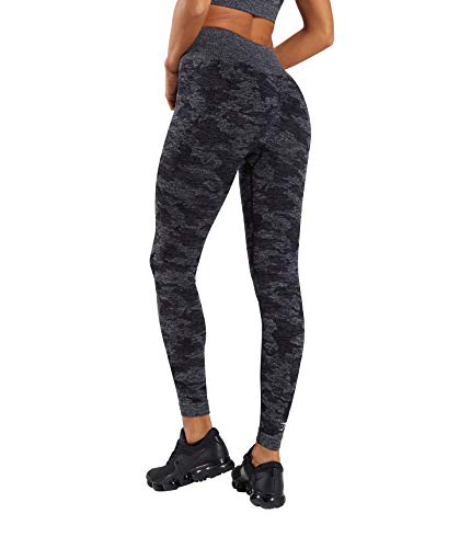 Mimio Yoga Pants for Women Seamless Camo High Waisted Gym Sport Running Workout Leggings (Black, Large)