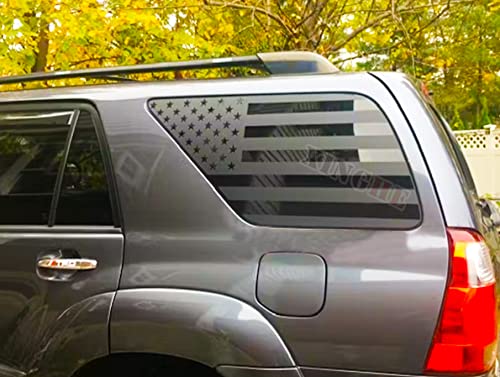 Xinghe for Toyota 4Runner Rear Side Window American Flag Decals, Matte Black USA Flag Decal for Truck Side Back Window (2003-2009, Glossy Black)
