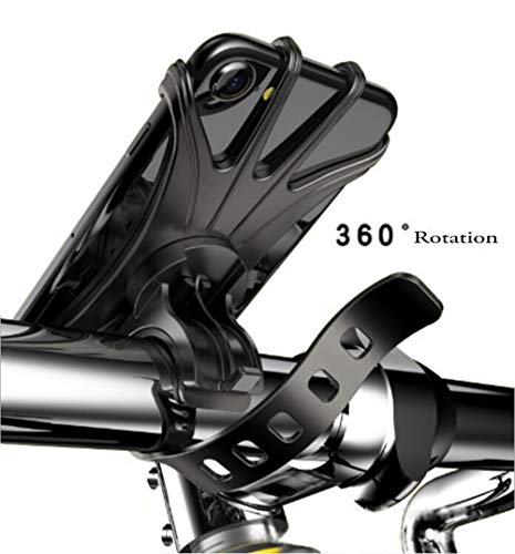 Bike Phone Mount,MARRRCH Universal Bike Holder Handlebars,360 °Rotatable Adjustable Silicone Bicycle Phone Holder for Cycling GPS/Map//Music,Compatible with iPhone Xs MAX/X 4.5-6.5 inch Phones (Black)