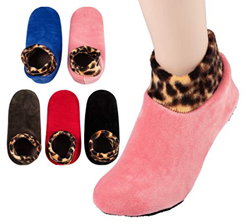 4-5 Pairs, Womens Warm Fuzzy Socks, Non Slip Grip, Stretch Velvet Slippers in Gift Box for Hospital & Nursing Home