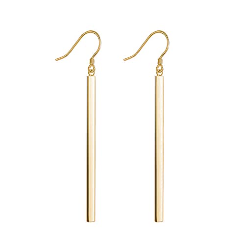 Gold Vertical Bar Dangle Earrings for Women Girls Simple Drop Earrings Hypoallergenic
