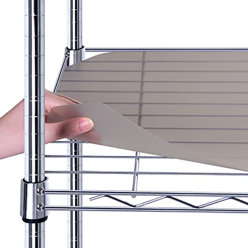 14" x 30" Wire Shelf Liners(Rolled 5Pk), Clear/Gray Waterproof Utility Rack Protector, Heavy Duty Nonslip Mats for Tier Shelving Unit