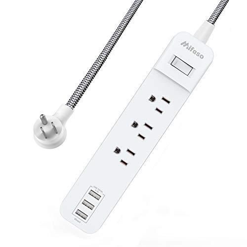 Power Strip No Surge Protector with 2 Outlets 4 USB Smart Ports 4.5A Desktop Mountable Charging Station for Cruise Ship, 5 ft Braided Extension Cord with Flat Plug, for Home Office Travel Phone-White