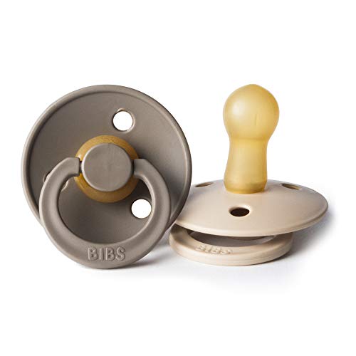 BIBS Baby Pacifiers | BPA-Free Natural Rubber Pacifier | Made in Denmark | Set of 2 Soothers (Dark Oak/Vanilla, 6-18 Months)