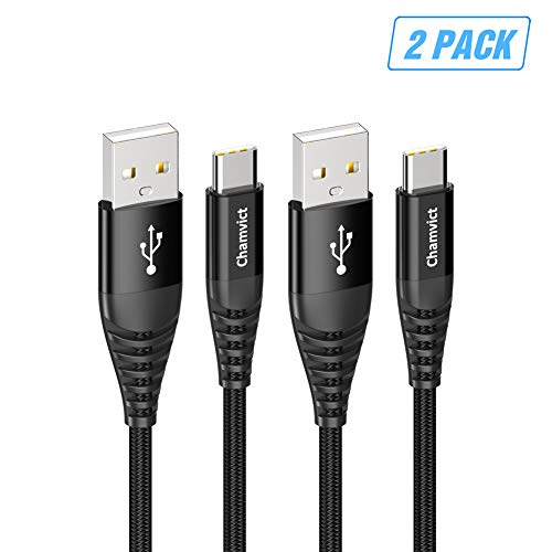 USB Type C Cable Fast Charging Chamvict USB C Cable(2Pack 6.6FT) Durable Nylon Braided Compatible Samsung Galaxy S10 S9 S8 Note9,Huawei P30 P20 Honor10 9,Google Nexus 5X 6P Pixel,Moto, HTC,LG(Black)