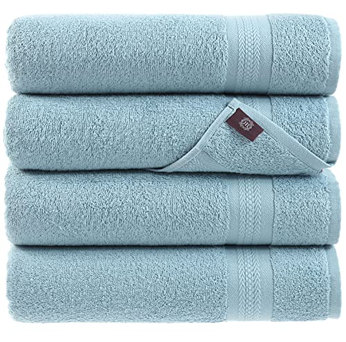 Book Cover REGAL RUBY Light Blue Bath Towels 4 Pieces Soft and Absorbent, Premium Quality 100% Cotton Towel (Light Blue, 4 Bath Towels)
