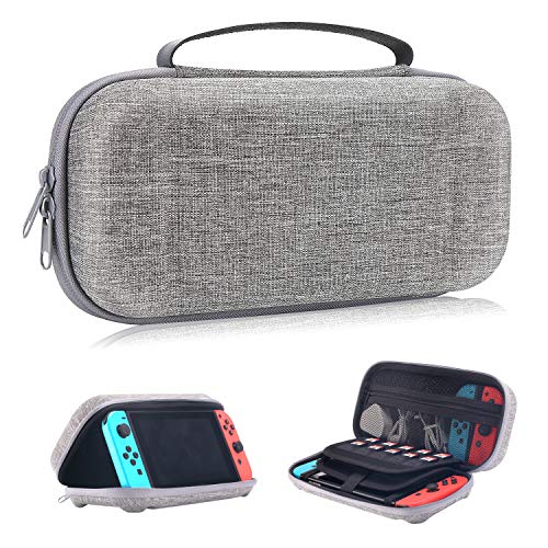 Book Cover Moretek Compatible with Nintendo Switch Carrying Case EVA Hard Shell Travel Protective Cases for Nintendo Switch Game Console & Accessories (Nyloy Grey)