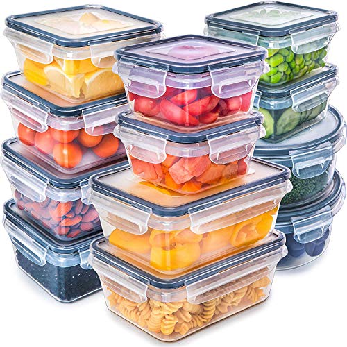 Book Cover Food Storage Containers with Lids - Plastic Food Containers with Lids - Plastic Containers with Lids Storage - Meal Prep Containers with Lids Kitchen Storage Containers Lunch Containers (9-Pack)