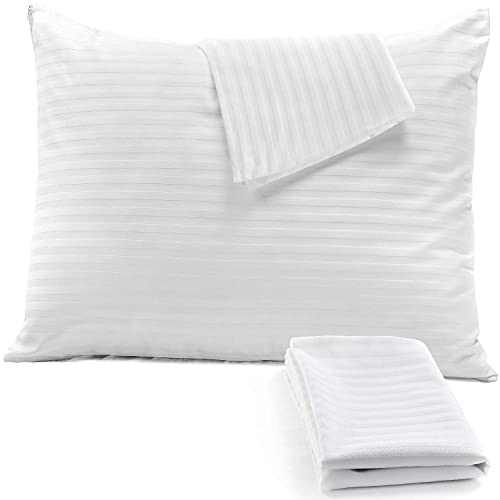 Book Cover Niagara Sleep Solution 4Pack Pillow Protectors King 20x36 3-4 Micron Pore Size Sateen Style High Thread Count Lab Tested Tight WeaveLife Time Replacement Premium Non Noisy Zip Breathable White