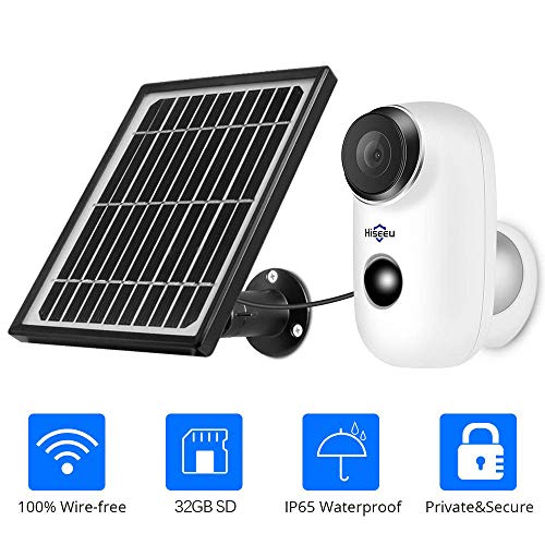 Solar Wireless Camera,1080P Outdoor Security Camera,App Remote,2-Way Audio,Motion Alert,Rechargeable Batteries,IP65 Waterproof,Night Vision,2.4GHz WiFi,6 Months Encrypted Record,32GB Storage