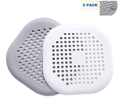 Book Cover Bealife Shower Drain Hair Catcher Buthtub Silicone Drain Protector, Hair Stopper Shower Drain Cover with Sucker, Hair Trap Sink Strainer for Bathroom and Kitchen.(Grey/White)