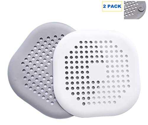 Bealife Shower Drain Hair Catcher Buthtub Silicone Drain Protector, Hair Stopper Shower Drain Cover with Sucker, Hair Trap Sink Strainer for Bathroom and Kitchen.(Grey/White)