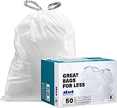 Book Cover Plasticplace Custom Fit Trash Bags â”‚ simplehuman (x) Code K Compatible (50 Count) â”‚ White Drawstring Garbage Liners 10 Gallon / 38 Liter â”‚ 24.4