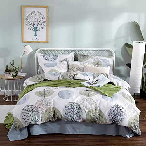 Book Cover AiMay Duvet Cover Set 100% Natural Cotton 3 Piece Bedding Sets with Zipper Closure Ultra Soft Comfy Breathable Fade Resistant Hypoallergenic Colorful Dot Leaves Pattern Design King Size(104