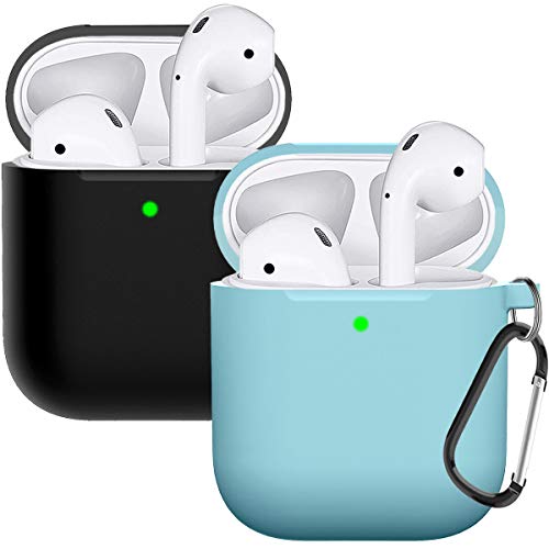 Book Cover Compatible with AirPods Case Cover Silicone Protective Skin for Airpods Case 2&1 (2 Pack) Black/Blue