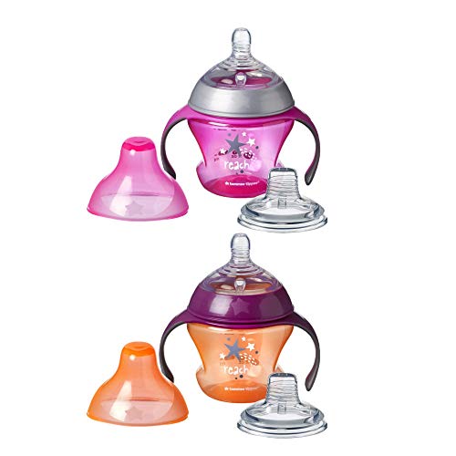 Tommee Tippee Closer to Nature First Sips Transition Cup with Handles, BPA-Free - 4+ Months, 2 Count