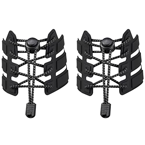 Shoelaces, UGY No Tie Shoelaces Elastic for All Adult and Kids Sneakers Fits Hiking Boots, Board Shoes and Casual Shoes Black Size: One Size