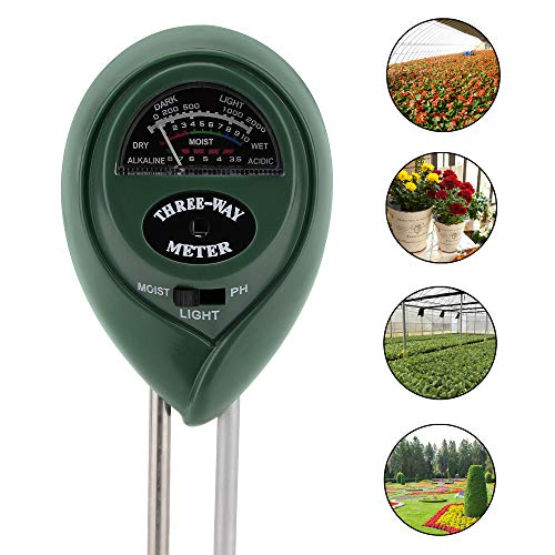 SheerSquare 3 in 1 Soil PH and Light Meter - Soil PH Meter Soil Moisture Sensor 3-in-1 Soil Moisture/Light/PH Test Kit for Indoor/Outdoor Plants Care (No Battery Needed)