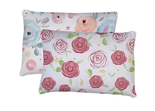 Book Cover Toddler Pillowcase, 2 Pack- Super Soft Material, Toddler Pillowcase 14x19, Flowers
