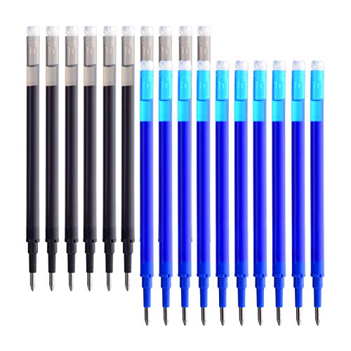 ParKoo Gel Ink Refills Compatible with FriXion and Friction Erasable Gel Pens, Extra Fine Point 0.5 mm, Black & Blue Ink, Pack of 20