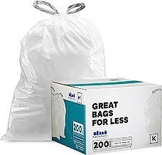 Book Cover Plasticplace Trash Bags simplehuman (x) Code K Compatible (200 Count)â”‚White Drawstring Garbage Liners 10 Gallon / 38 Liter â”‚ 24.4