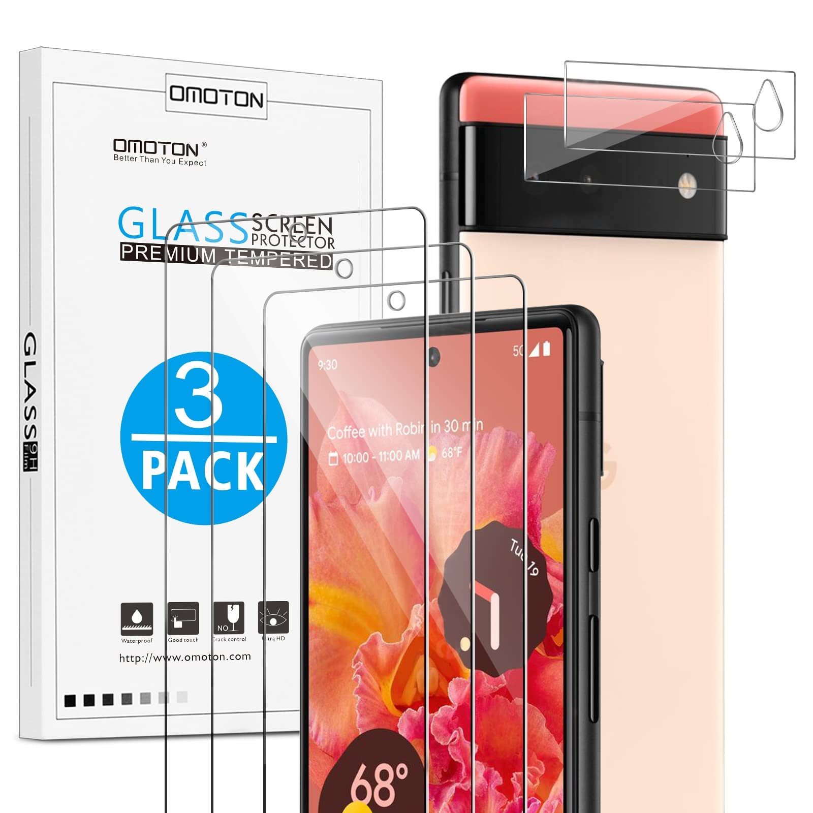 Book Cover OMOTON [2 Pack] Screen Protector for Google Pixel 3a XL - [Updated Version] Tempered Glass Screen Protector for Pixel 3a XL 6.0 Inch 2019 Released [Guide Frame] [Case Friendly], Not Full Coverage