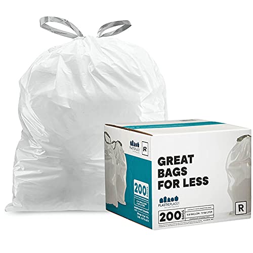 Book Cover Plasticplace Trash Bags simplehuman (x) Code R Compatible (200 Count) â”‚ White Drawstring Garbage Liners 2.6 Gallon / 10 Liter â”‚ 16.5