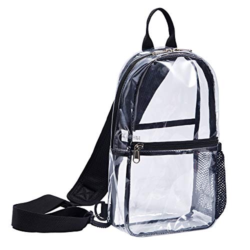 Clear Sling Bag PVC Vinyl - Transparent Shoulder Crossbody Backpack for Women & Men-Stadium Approved