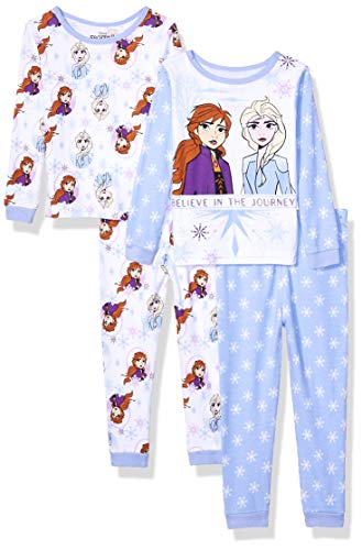 Book Cover Disney Girls' Frozen 4-Piece Cotton Pajama Set