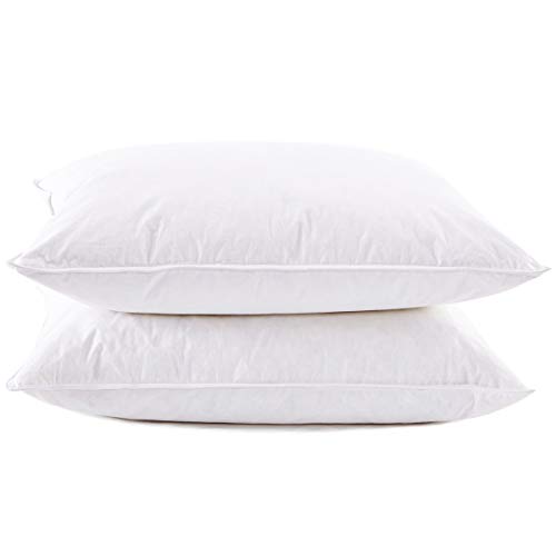puredown Luxury White Goose Feather and Down Sleeping Pillows Set of 2, Queen Size