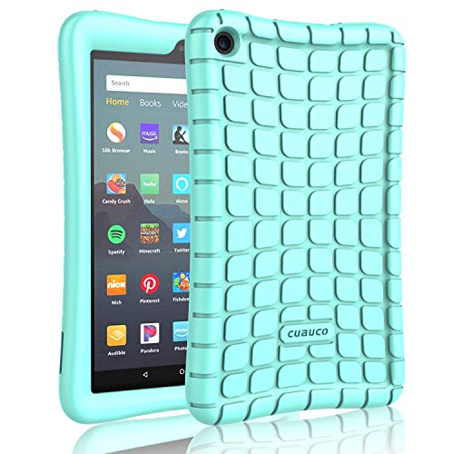 Cuauco Silicone Case for All-New Amazon Fire 7 Tablet(9th Generation,2019 Release)-[Kids Friendly] Light Weight [Anti Slip] Shock Proof Protective Cover for All-New Fire 7 Tablet(7" Display)-Turquoise