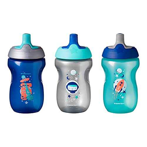 Tommee Tippee Sippy Toddler Sportee Bottle, Boy - 12+ Months, 10 Ounce, Pack of 3, Blue