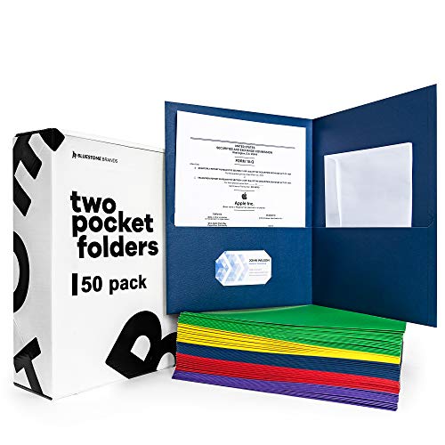 Paper Folders with Pockets (50 Set) | 2 Pocket Folders Bulk | 2 Pocket Paper Folders | Two Pocket Folders