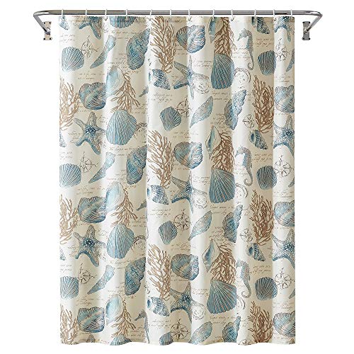 Book Cover YOSTEV Starfish and Seashells Ivory Bathroom Fabric Shower Curtain with Hooks,Unique 3D Printing,Decorative Bathroom Accessories,Water Proof,Reinforced Metal Grommets 72x72 Inches